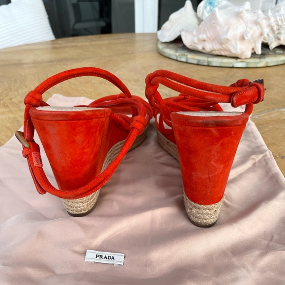 Suede Red Prada Wedges - Picture 3 of 3